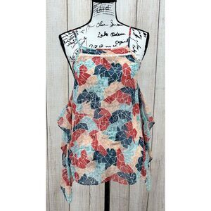 BCBG GENERATION Cami Top Size XS Sea Coral Combo Geometric Print Semi Sheer